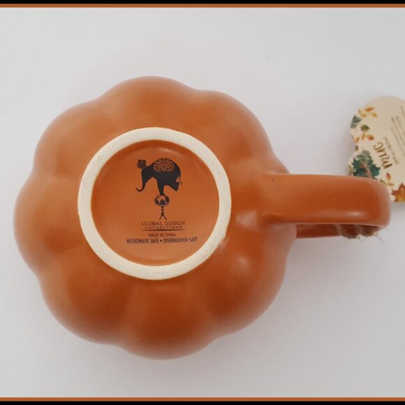 NEW Global Design Set of 4 Happy Harvest Pumpkin Shaped Stoneware Mugs 19 OZ - Picture 7 of 7